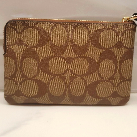 NWT Coach Corner Zip Wristlet In Signature Canvas - Picture 6 of 8